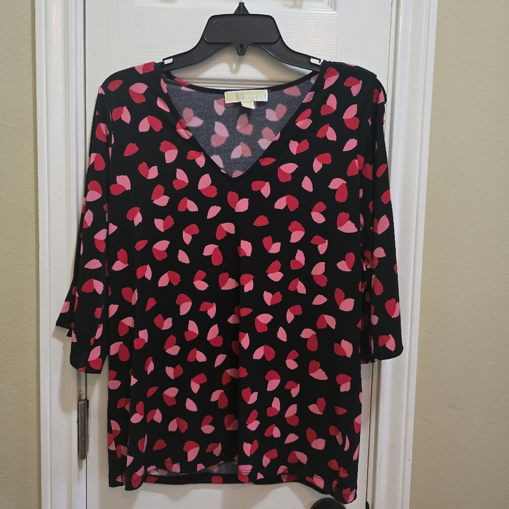 Michael Kors Black Top with Heart Pattern